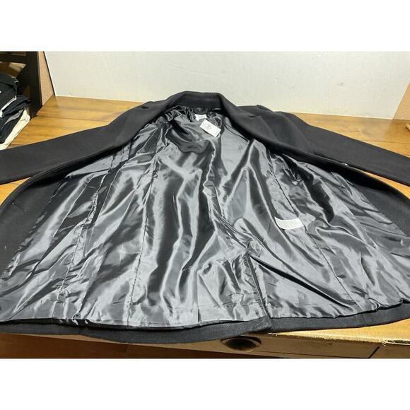 Gap Wool Blend Black Trench Coat Womens XS Button Front Lined Jacket NWT - Picture 7 of 14